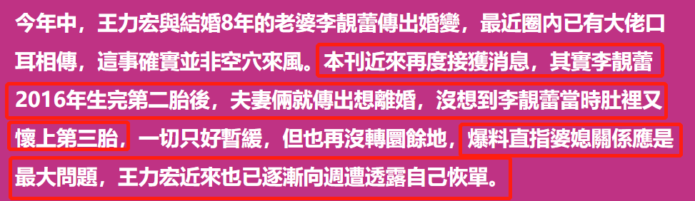 李靓蕾个人资料简介 ：这辈子最正确的决定，就是28岁时为大10岁的王力宏生宝宝