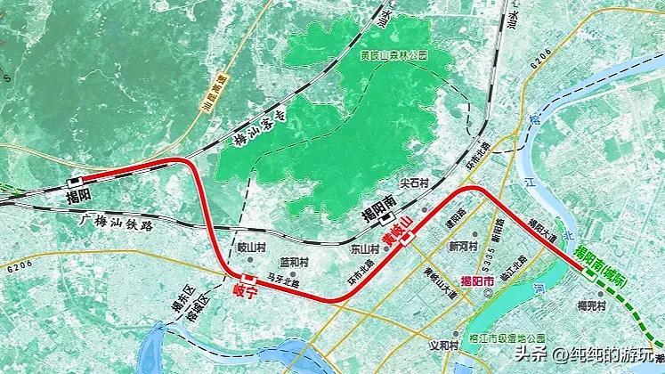 广东省粤东城际铁路“一环一射线”5段线路的走向