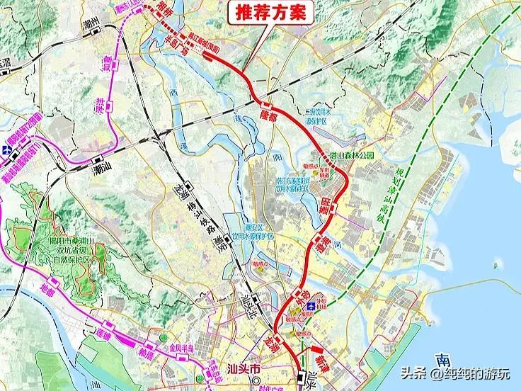 广东省粤东城际铁路“一环一射线”5段线路的走向