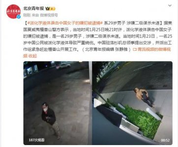 ​美国夏威夷檀香山警方：泼化学液体袭击中国女子的嫌犯被逮捕，系29岁男子