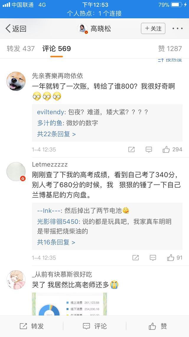 高晓松高调晒支付宝账单，被网友这样调侃，高晓松都不好意思了！